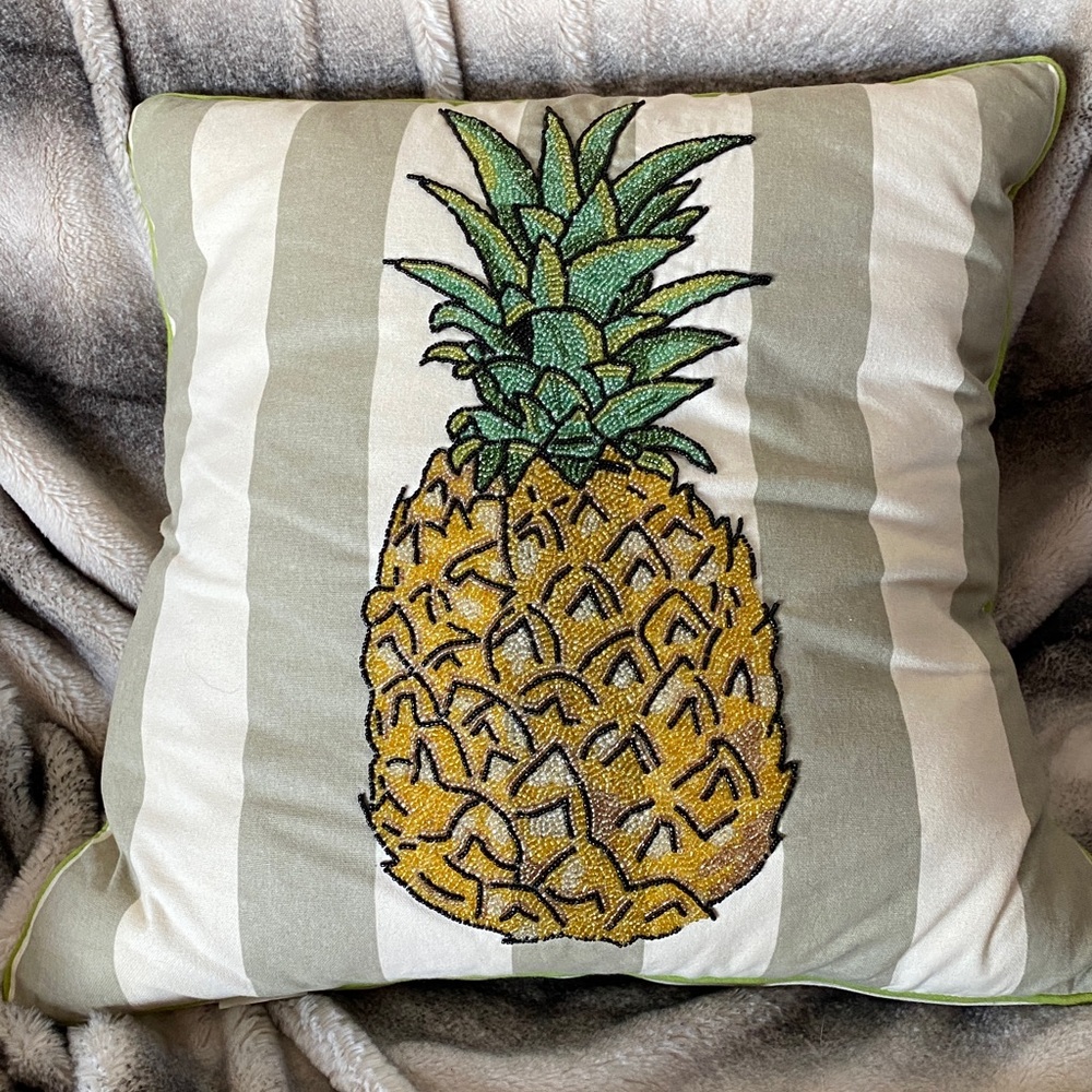 All Feather Fluffy Beaded Pineapple Cotton Pillow